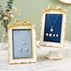 Jewelry Display Stand with Lined Panel, Ornate Resin Frame, Tabletop Holder for Vanity, Counter, and Dresser Display