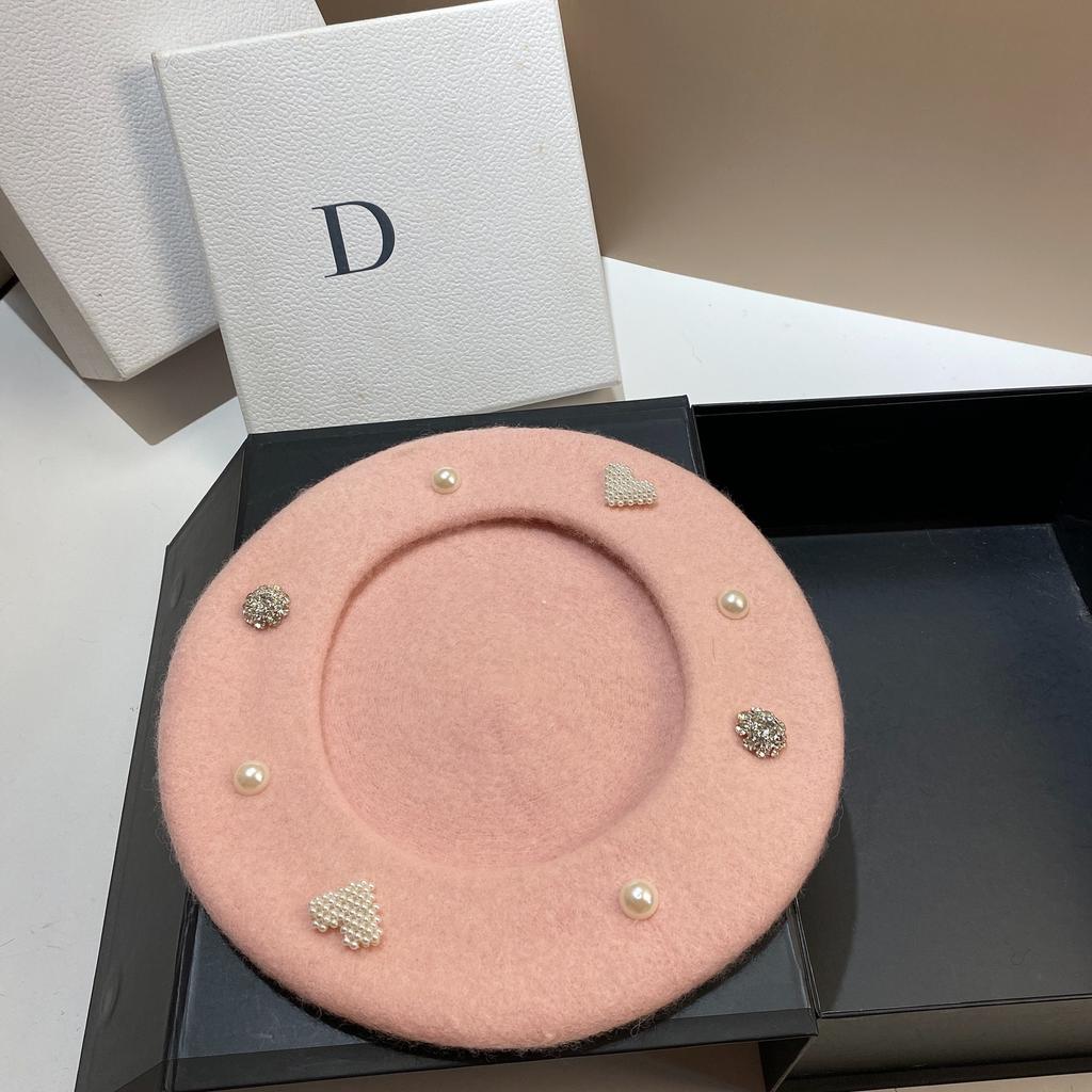 Foreign style sweet rhinestone painter hat autumn and winter versatile age-reducing socialite small fragrance pearl wool beret