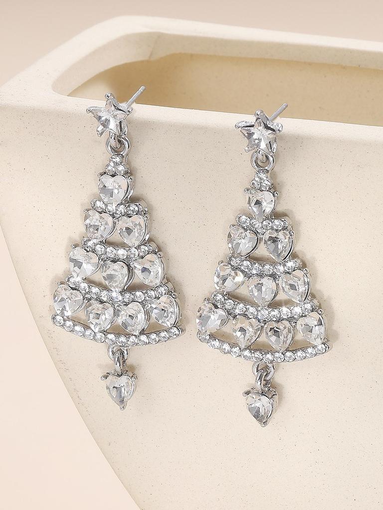 Colorful Light Luxury Christmas Tree Diamond Stud Earrings for Women