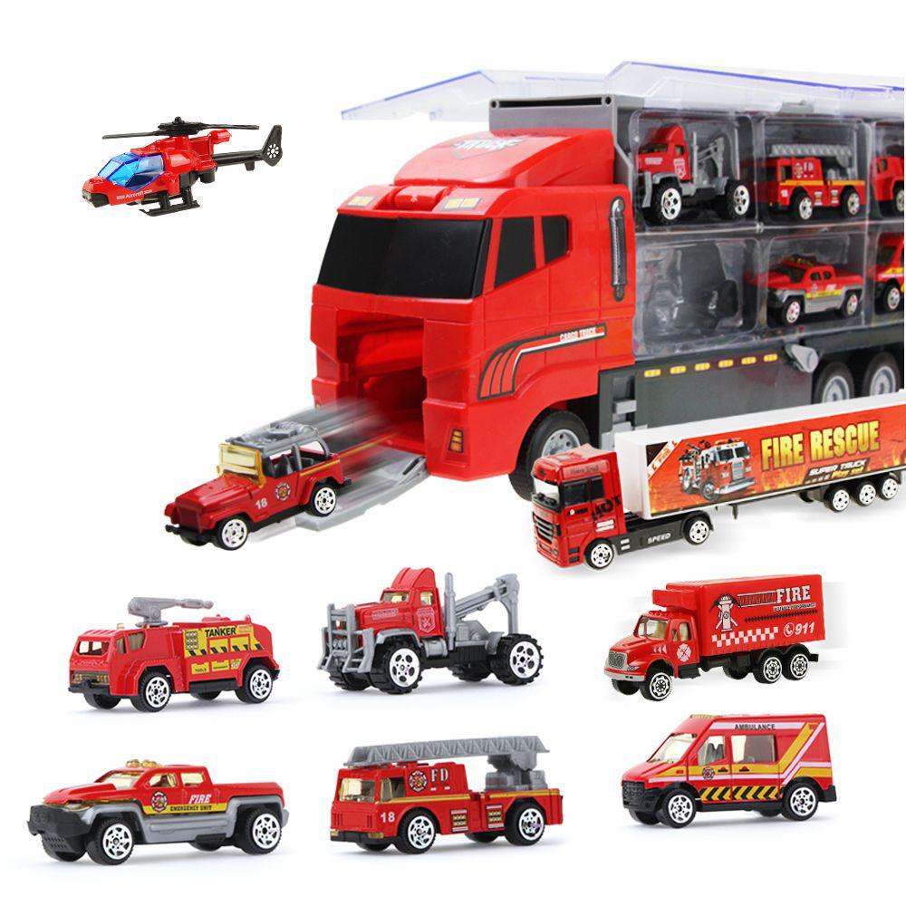 12-Piece Engineering Transport Vehicle Set with Opening Doors and Inertia Action - Children's Toy