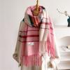 Striped Gradient Tassel Scarf Warm Unisex Winter Versatile Shawl