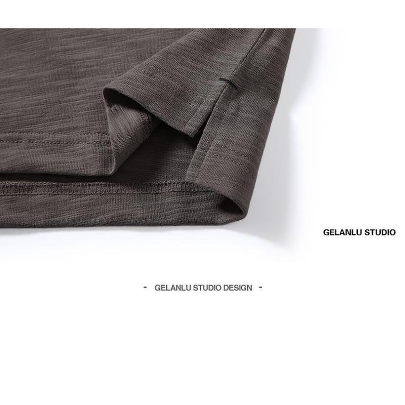 Men Dark Gray Henley Neck Pocket Short Sleeve T Shirt
