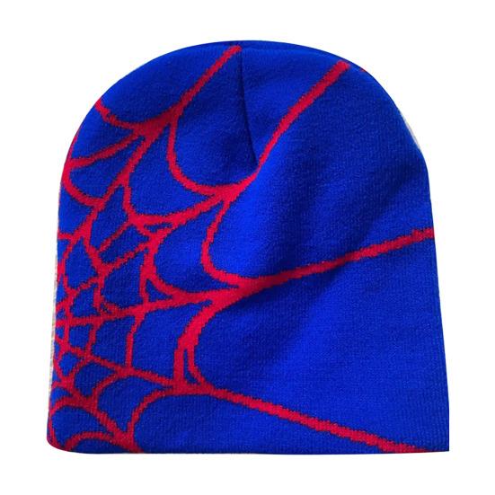 Unisex Knitting Hat Spider Web Pattern Jacquard Design Stretchy Fit Soft Hat Hiking Traveling Outdoors Warm Winter Hat