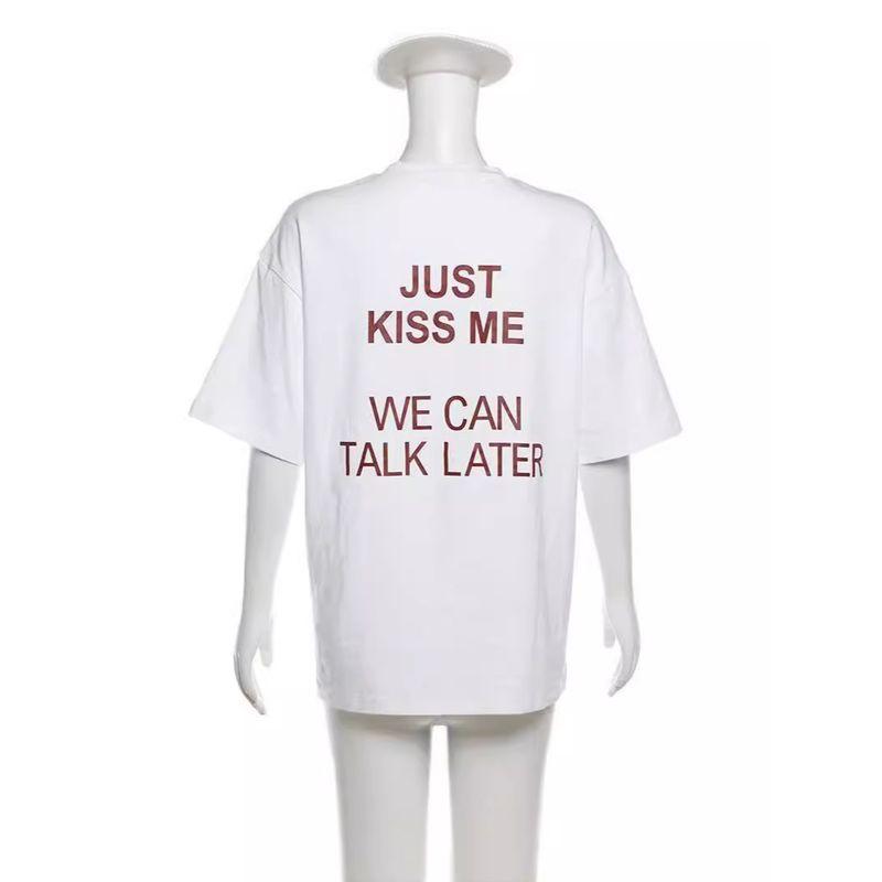 Western Style Fashion Casual Loose Print Short Sleeve Cotton T-shirt Top Loose Printed T-shirt Top