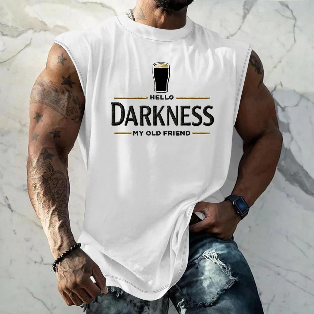 Men Sleeveless Tank Top Muscle Shirt with Beer Graphic Print Casual Summer Vest Lightweight Cotton Blend Comfortable Fit