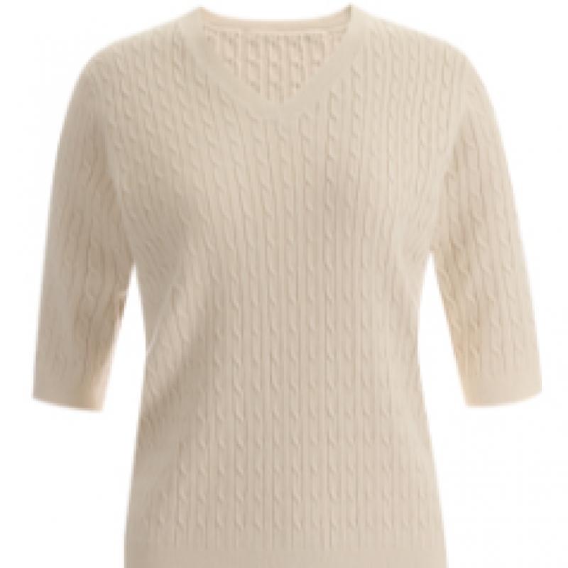 Shop Women V Neck Basic Inner Cable KniT Cashmere ShorT sleeVe T shirT Purple