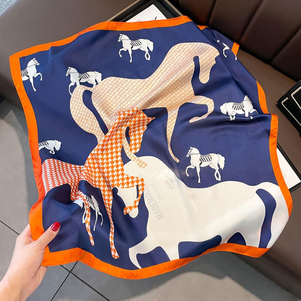 Luxury Paisley Print Square Scarf Soft Satin Bandana Vintage Windproof Head Wrap Shawl Neck Scarves Travel Beach Towel