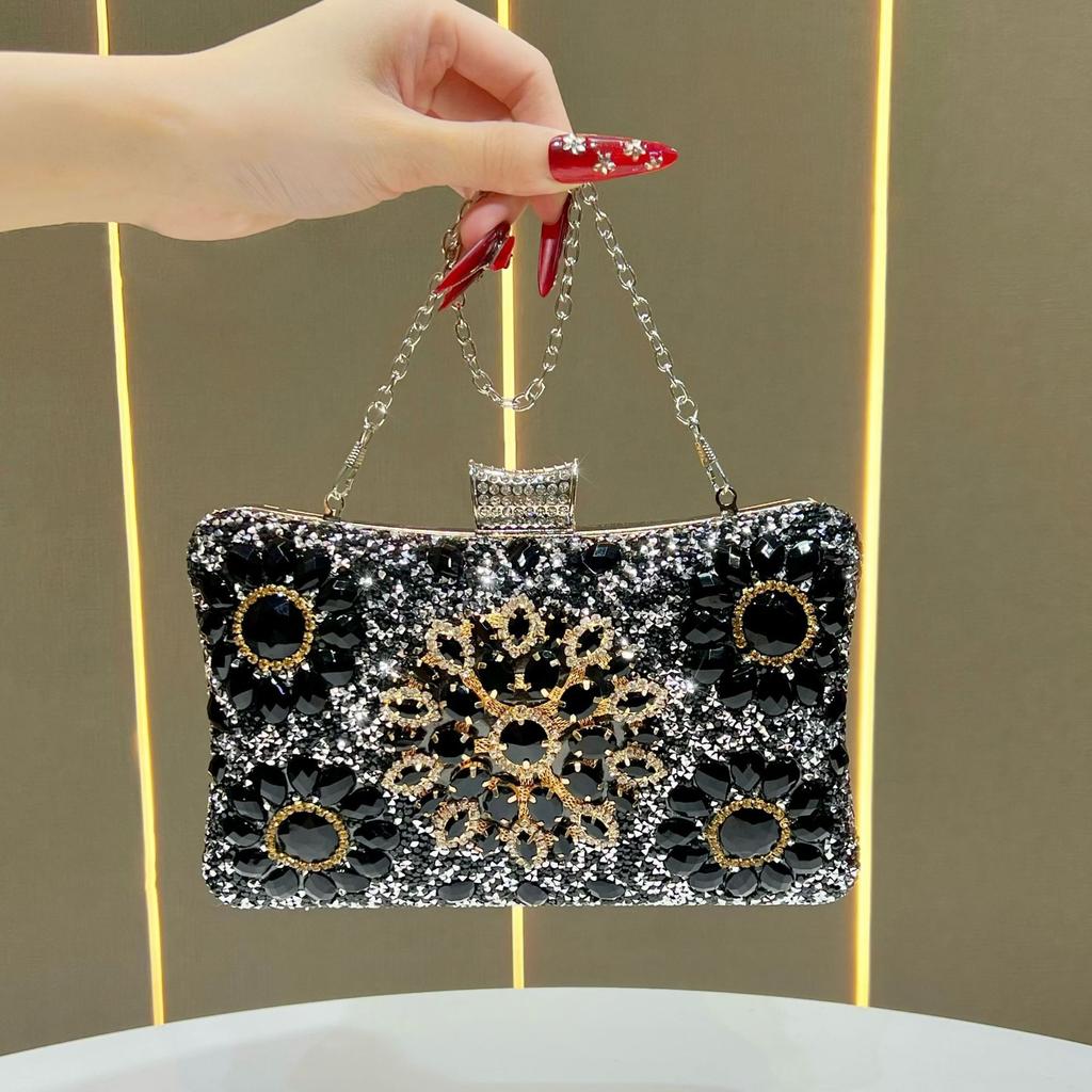 Rhinestone Evening Clutch Purses for Women Evening Weddings Party Purses Crystal Diamond Glitter Sparkly Handbag Women's Shoulder Bags With Chain