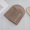Rabbit Fur Pullover Knitted Hat Women Autumn and Winter Warm Wool Hat Fashion Pearl Headgear Outdoor