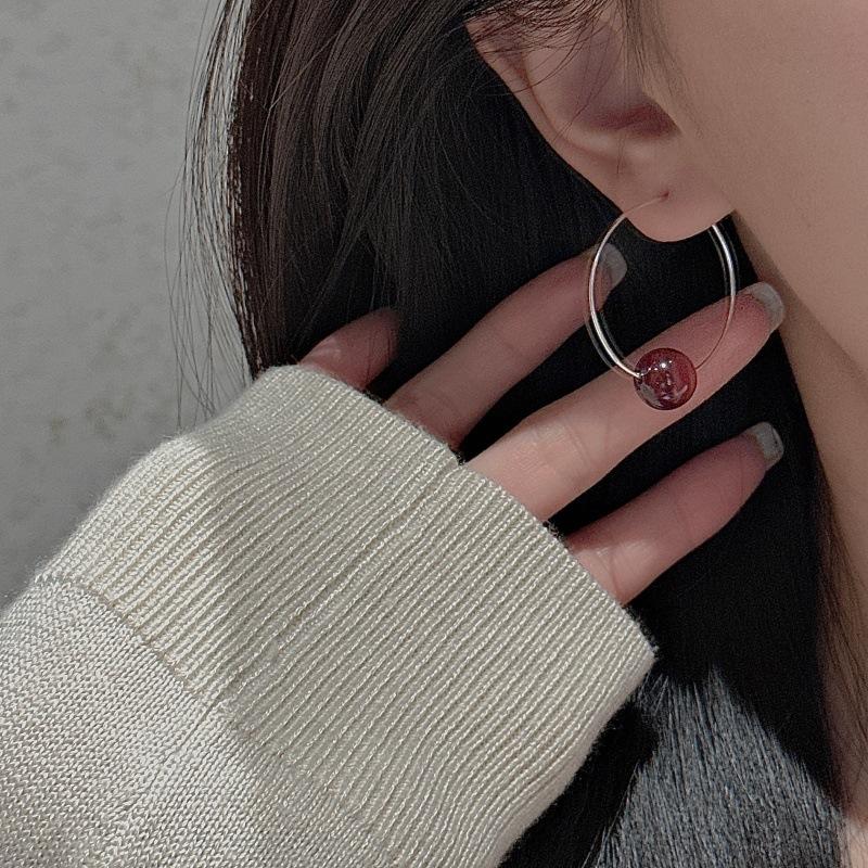 Design Sense Retro Bead Earrings Style Simple Fashionable Ear Jewelry