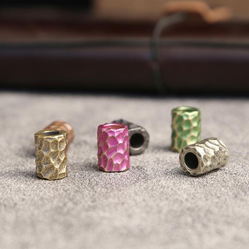 Brass Hammer Texture Pattern Cylinder EDC Knife Beads Paracord Lanyard Pendants DIY Adult Fidget Toy Paracord Rope Accessories