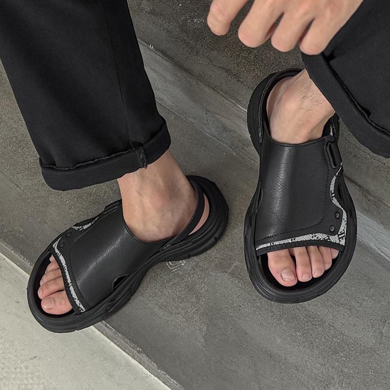 Herrensandalen Sommersandalen tragen rutschfest und desodorierend weiche Sohle neue Strandschuhe 471212 schwarz-J