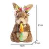 Cute Straw Easter Rabbit Figurine Bunny Sculpture Crafts Standing Animal for Table Wedding Indoor Decoration Gift