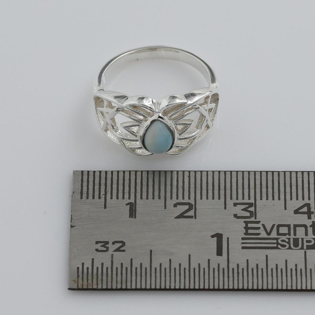 Larimar Silberring, Damenschmuck, 925 Sterlingsilber Handgefertigter Schmuck, Geschenk für Sie Ar8920