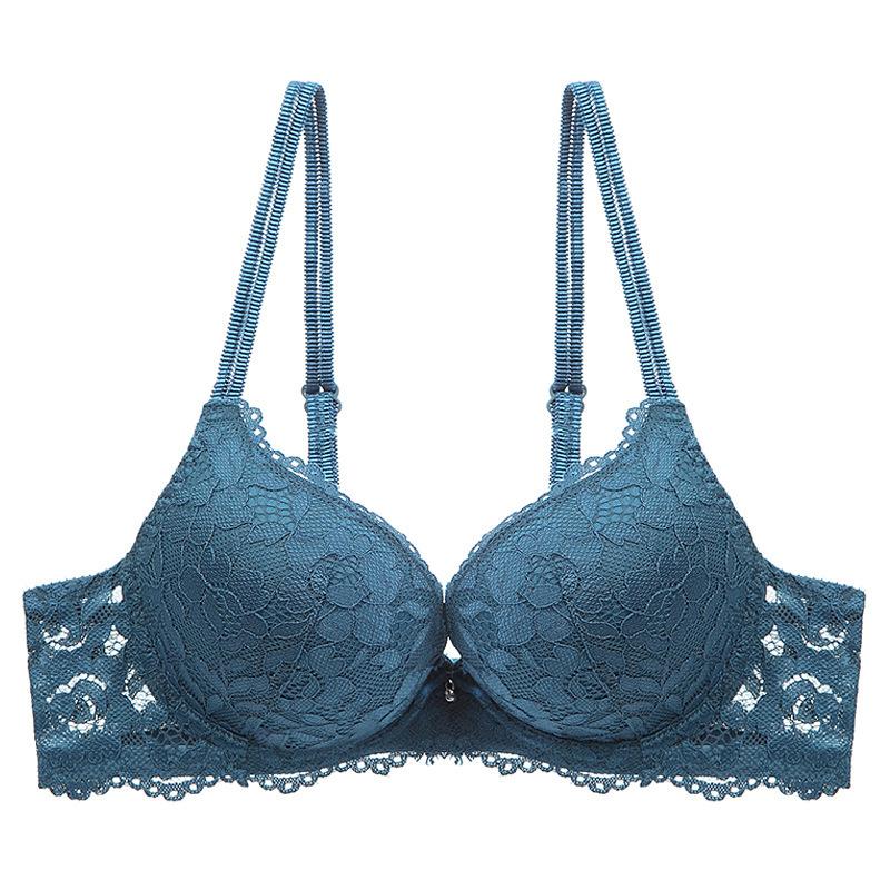 French Sexy Lace Bra Set,Push‑Up Bra Set for Small Bust,Gather Side Fat Lingerie Set
