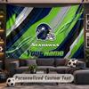 Wall Hanging Tapestry Custom NameSeattle Seahawks Pattern Personalized Printed Fabric Wall Decor