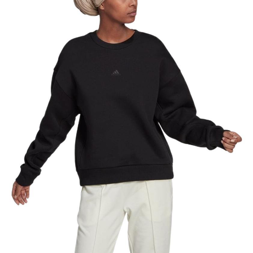 Adidas Einfarbiges Rundhals-Pullover-Sweatshirt Damen Sweatshirts Schwarz HJ7995