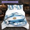 Argentina Football Pattern 3 Pieces Bedding Set Soft Microfiber Duvet Cover with Pillow Cases for Bedroom