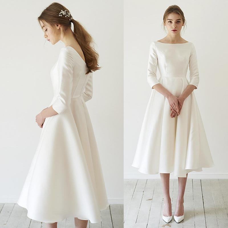 Elegante Abito da Sera Bianco Retro da Donna di Media Lunghezza per Fotografia Estiva e Viaggi nella Foresta 2026