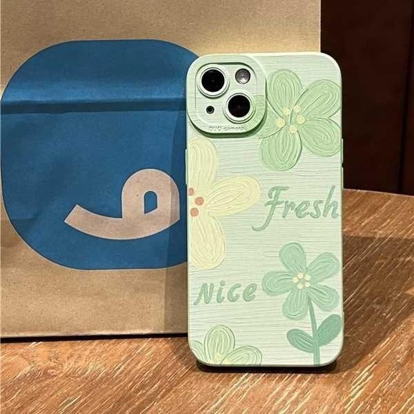 Oil Painting Flower Is Suitable for Apple 17 Silicone 16pro Soft 15 Hanging Chain 14 Simple 13iphone High Value Mobile Phone Case