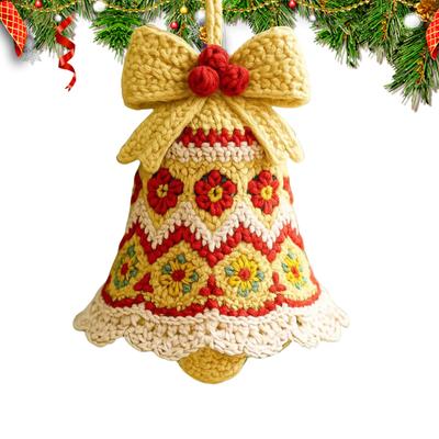 Jultomtens klockprydnad DIY Virkning Stickning Materialkit Handgjorda Jul Virktillbehör Enkelt Stickkit för Nybörjare