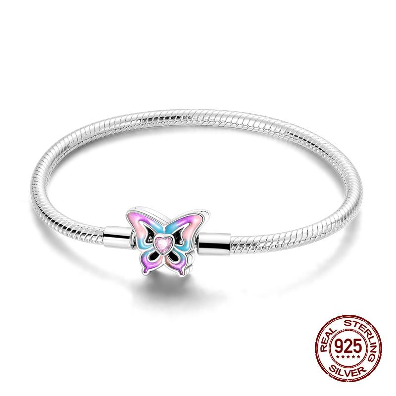 Classic Original Bracelets 925 Silver Color Love Lotus Butterfly Star Bracelets for Women DIY Charms Beads Fine Jewelry 17-20CM