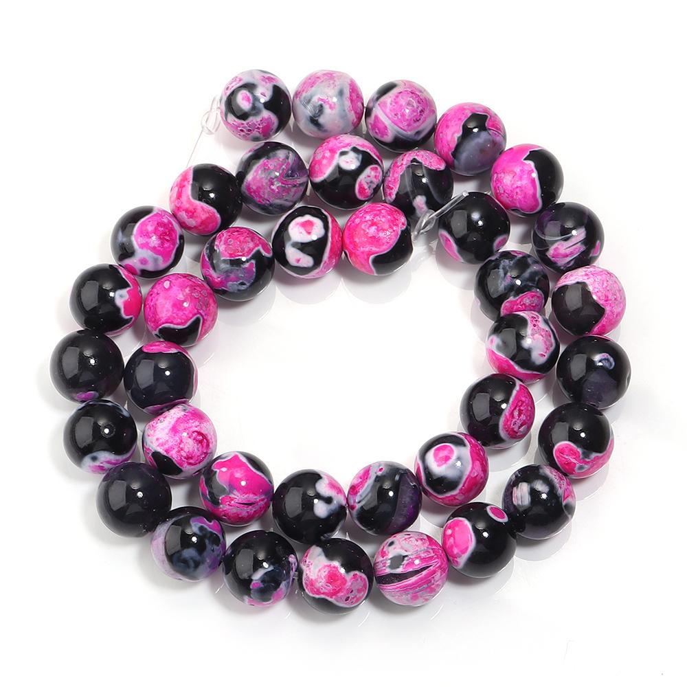 6/8/10mm Natural Stone Hot Pink Fire Agate Beads Round Loose Beads For DIY Jewelry Making Crafts Bracelet Necklace Accessories