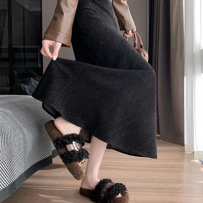 

Осенне-зимняя облегающая юбка-годе с драпировкой и высокой талией для женщин Extra Large чёрный