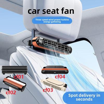 Ventilador USB para assento de carro: Turbina dupla, alta potência eólica, design sem folhas.