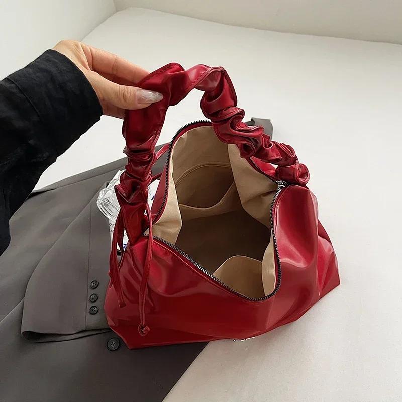 Ruffled Armpit Tote Bag for Women  New Korean Fashion  Large Capacity Shoulder Bag  Simple and Versatile