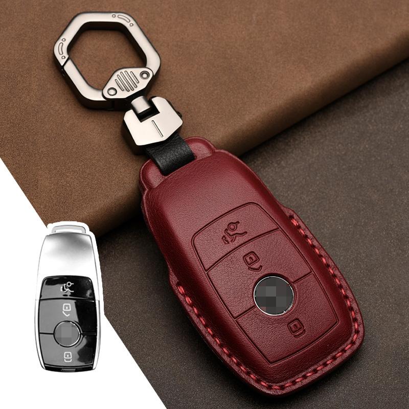 Genuine Leather Car Key Case Cover for Mercedes-Benz W203 W210 W211 Amg W204 C E S Cls Clk Cla Slk Classe Smart Car Keychain