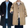 Men Windbreaker Coat Lapel Long Sleeve Buttons Placket Trench Coat with Pockets
