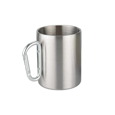 220/300Ml Camping Travel Stainless Steel Cup Carabiner Hook Handle Picnic Mug