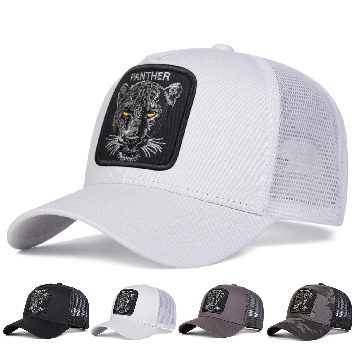 

Unisex PANTHER Embroidery Baseball Net Caps Spring and Summer Outdoor Adjustable Casual Hats Sunscreen Hat білий