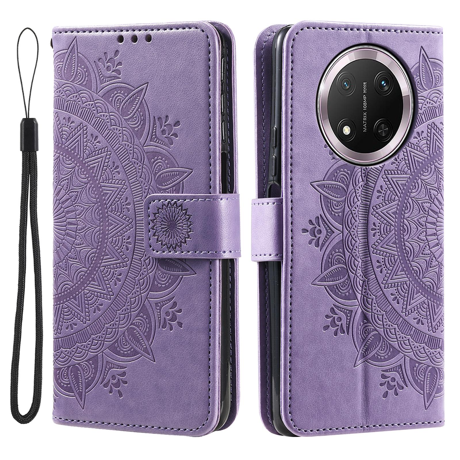 

Чохол для Honor Magic7 Lite 5G/X9c 5G/X60 Pro 5G з тисненим тотемом, гаманець-підставка з PU шкіри, чохол для телефону Purple