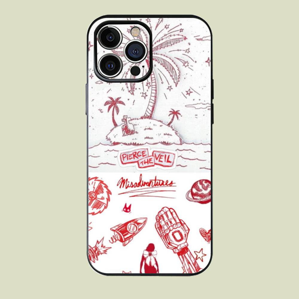 

P-Pierce The Veil Black Matte Phone Case For iPhone 17,16,15,14,13,12,13,12,11 Pro Max Plus mini XS XR Silicone Soft Back Cover iPhone16pro