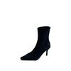 High-heeled Pointed-toed Temperament Suede Thin Short Boots Women's Shoes 2025 New Autumn and Winter Thin-heeled Korean Small Ankle Boots
