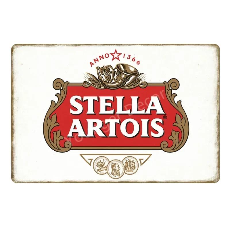 Retro Wein Bier Marke Stella Artois Bier Zinn Zeichen Metall Poster Vintage Plaque Wand Kunst Malerei Aufkleber Pub Bar YQ095 20x30cm(7.8x11.8inch)
