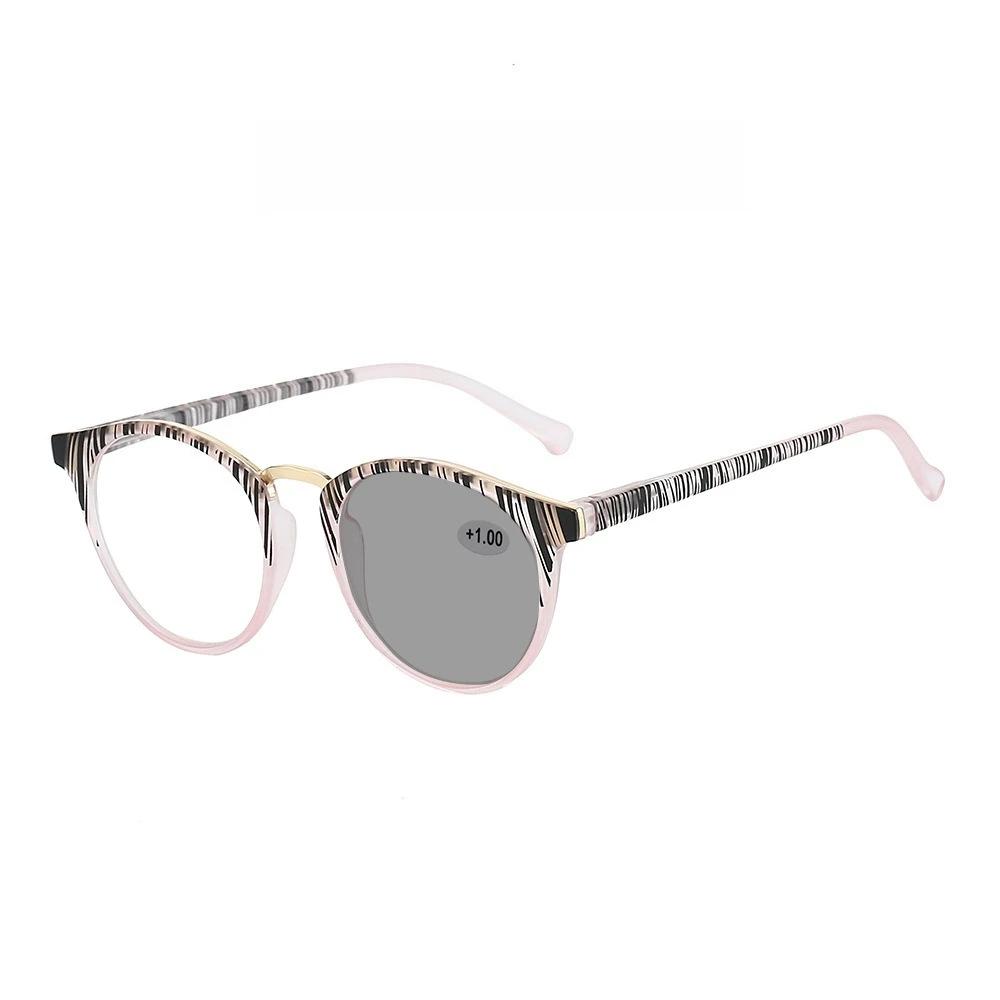 Blaulichtfilter Fotochrome Lesebrille Unisex Vintage Ovaler Rahmen Altersweitsichtigkeit Sonnenbrille für Draußen +4 0