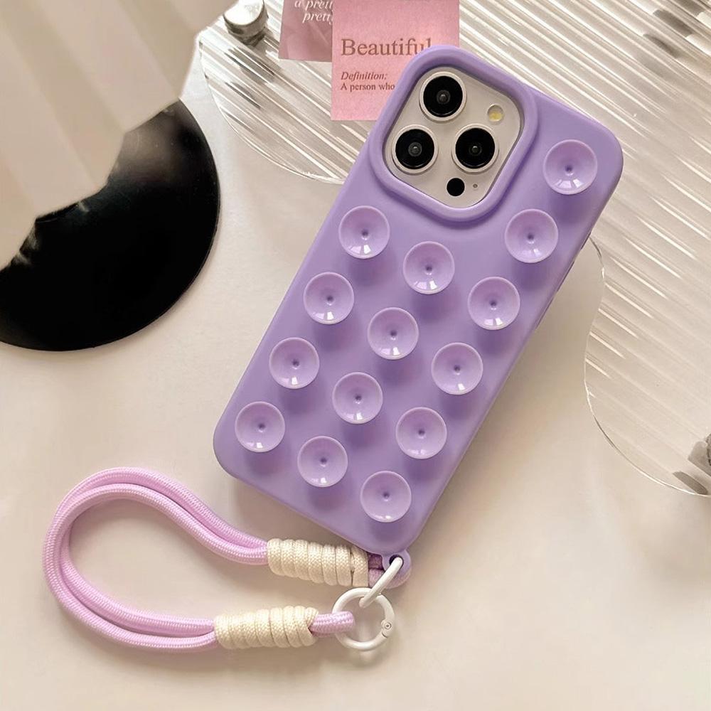 Silicone Suction Cup Lanyard Case For 13 11 14 12 15 17 16 Pro Max XR 14 15 Plus Candy Color Hand Wrist Strap Soft Cover