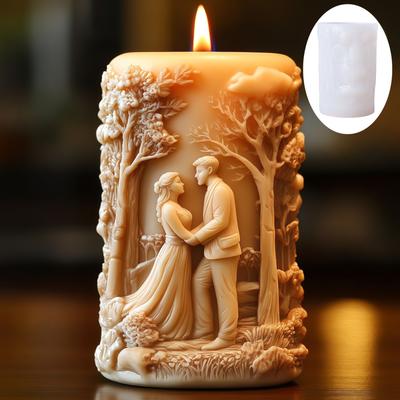 Paar Hand in Hand Umarmend Geprägte Zylindrische Kerze Silikonform Valentinstagsgeschenk Göttin Männer Umarmend Gipsformen