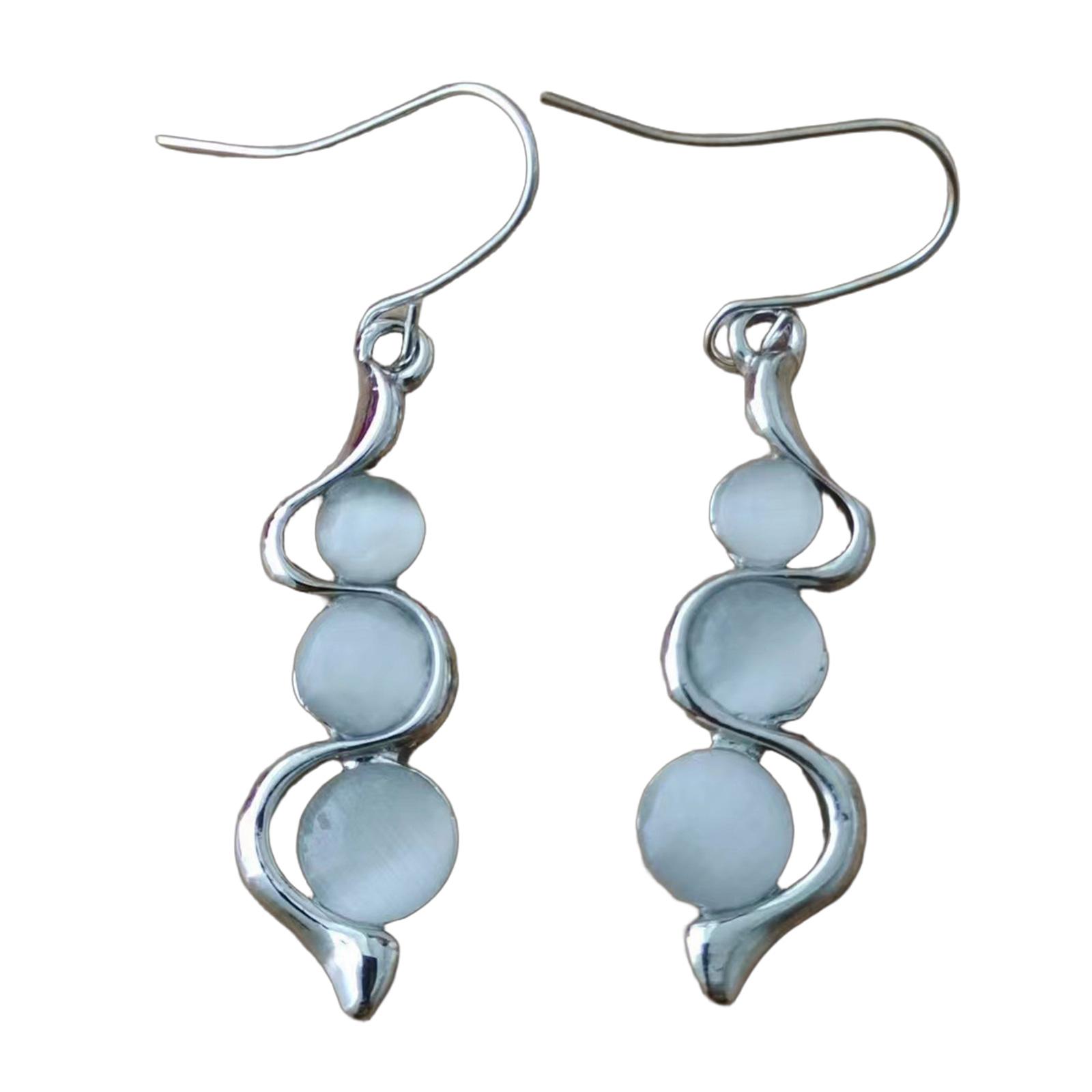 

Элегантные серьги-капли с камнями Кошачий глаз, серьги-подвески с опалами, ювелирные украшения для женщин, стильный подарок на День святого Валентина или день рождения белый