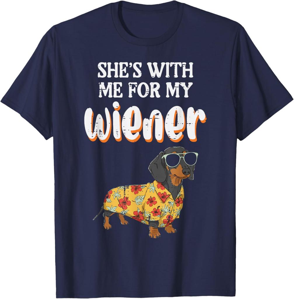 Funny Dachshund Wiener Dog Hawaiian Shirt Graphic Tee Casual Men TShirt