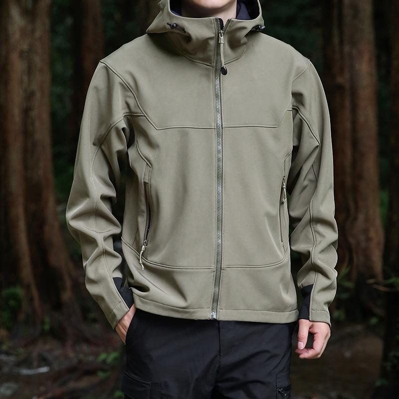 Large Men's Soft Shell Windproof Outdoor Jacket with Detachable Lining