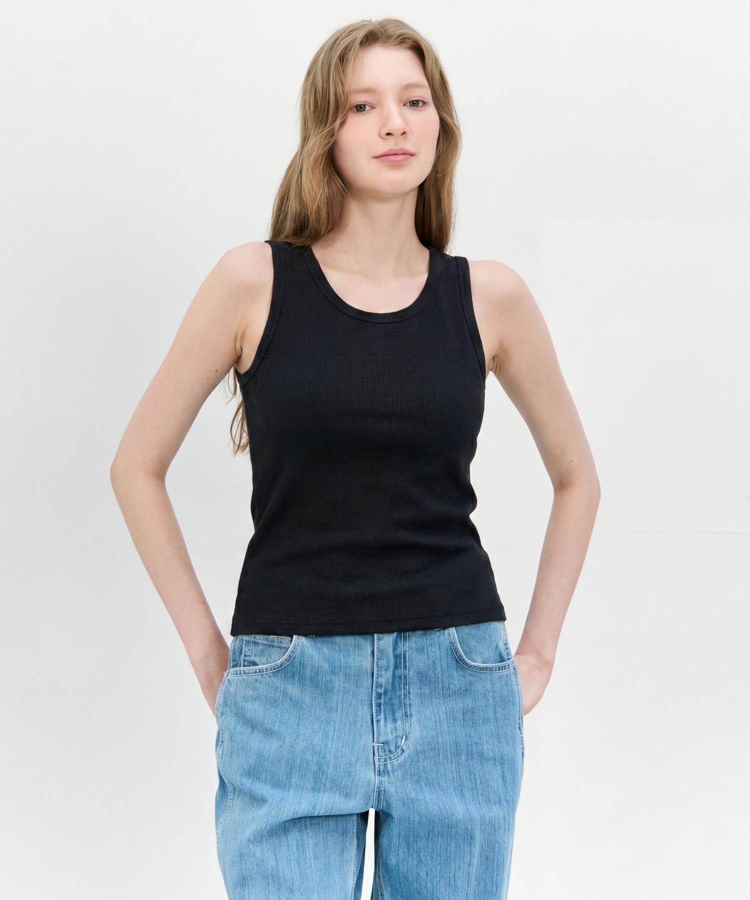 Basic House Women S Ribbed Sleeveless Bra Top Black Lzts3207 Wh/085