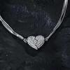 Yousheng Women Necklace Magnetic Broken Heart Pendant Rhinestone Three-layered Snake Bone Chain Prom Party Clavicle Necklace Weddings Jewelry