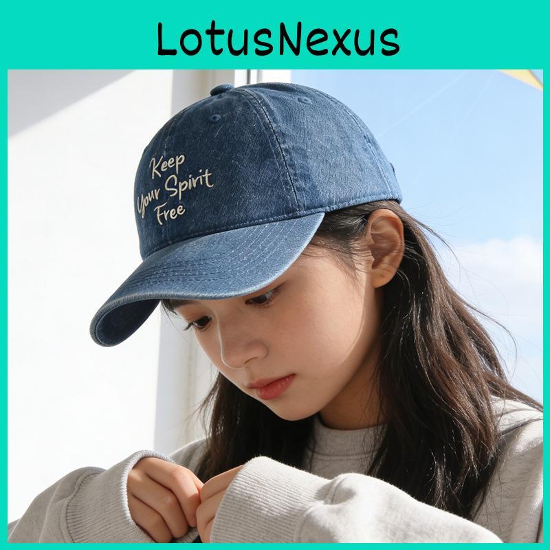 Womens Denim Baseball Cap Chic Letter Embroidery Sun Protection For Daily Wear