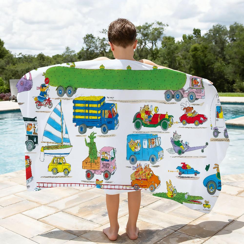 Personality Busy World of Richard Scarry Quick Drying Beach Towels Are Suitable For Swimming Pools Camping Yoga And The Gym