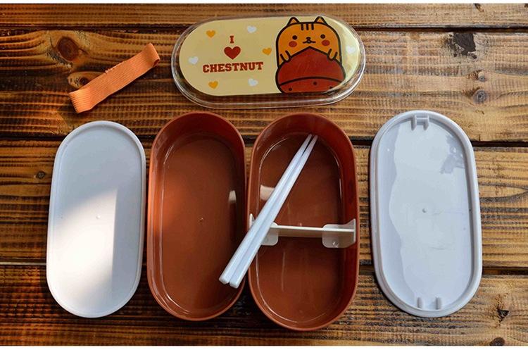 High Quality Cartoon Healthy Plastic Bento Box,Portable 600ml Lunch Bento Boxes Food Container Dinnerware Lunchbox Cutlery