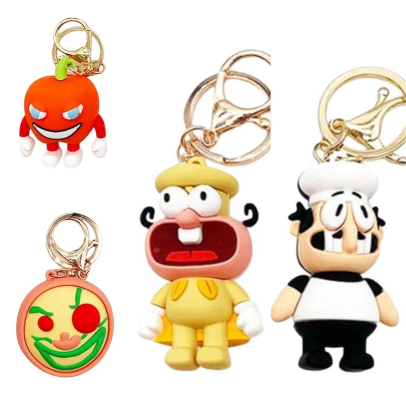 Tower Pizza Keychain Pepper Chef Pendant Cartoon Characters Decoration Accessory